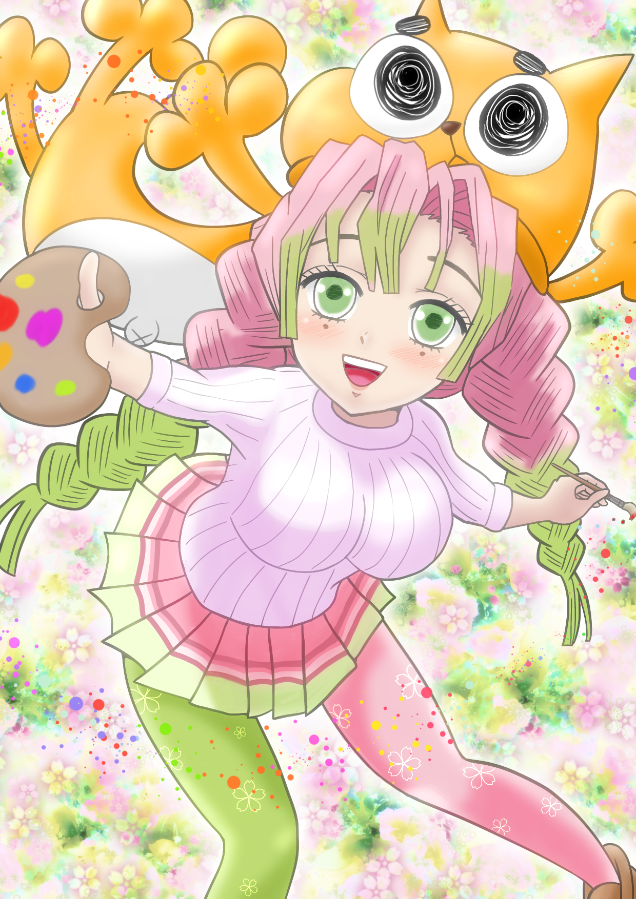 甘露寺蜜璃ビッグハンドキャット帽 - ibisPaint