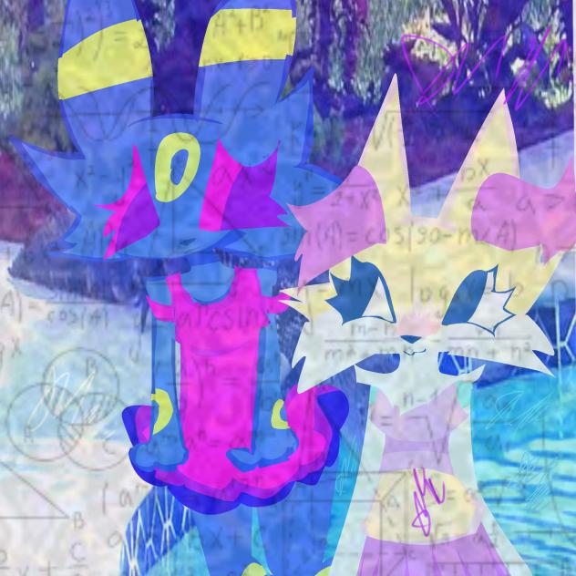Umbreon and Braxien at pool