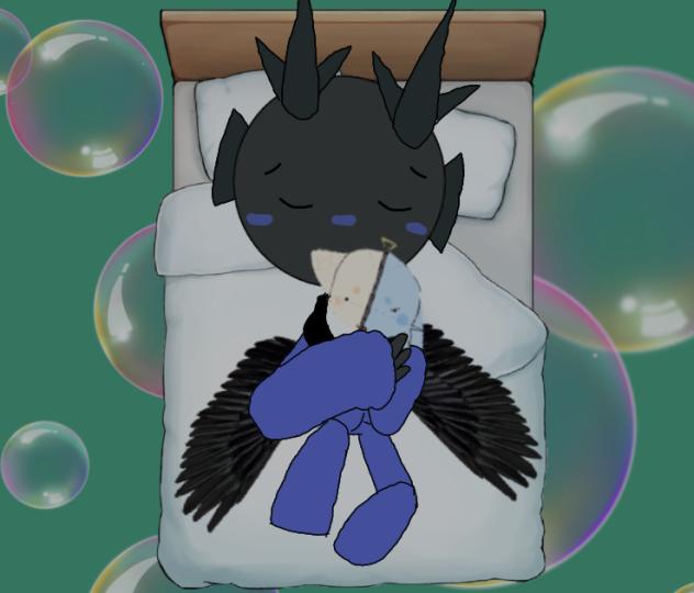 sleeping with lu plushie🖤