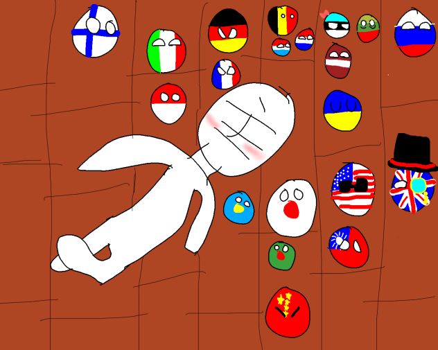 部屋でくつろぐ主とポーランドボールたち.2022.12.27-19.17