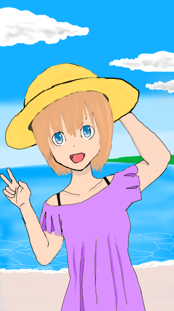 砂浜と少女