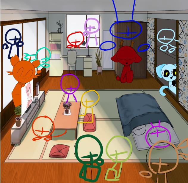 人が大量のお泊まり会合作