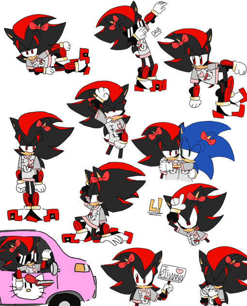 Shadow wearing Hello Kitty Merchandise