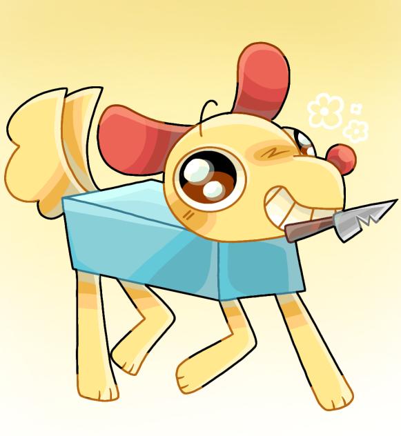 wobbledog with a knife ʅʕ•ᴥ•ʔʃ