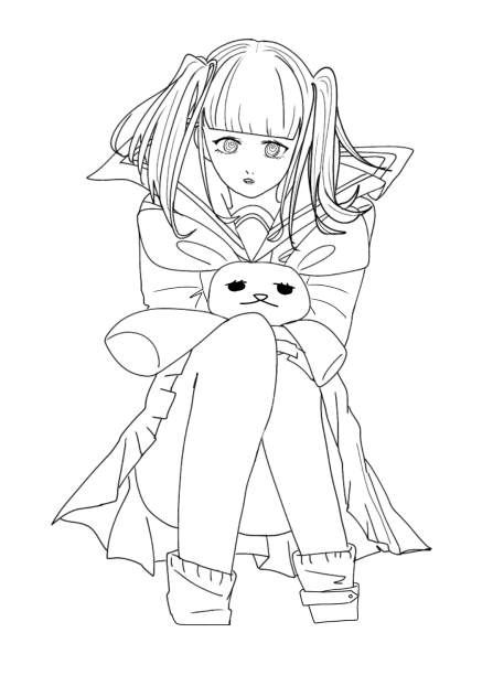 女の子　線画　どうぞ、塗ちゃってください〜