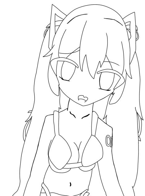 水着ミク　線画