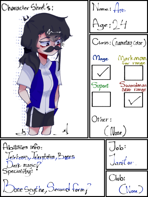 A.S.T ACADEMY oc's sheet