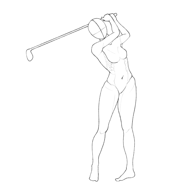 Female Golf Tracing Sketch