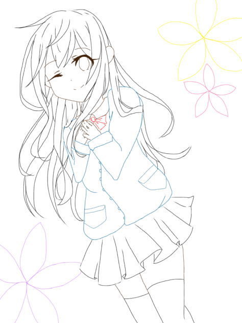 【線画】女の子