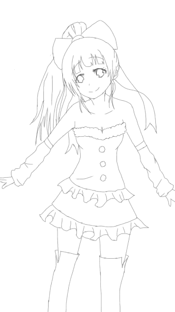 【線画】女の子 サンタコス2