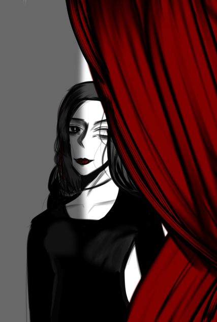 Lady behind the curtains