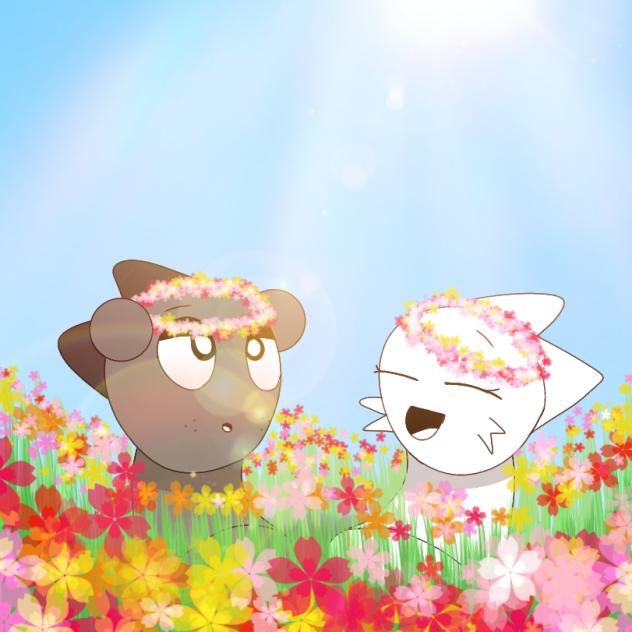 🩶🤍2人きりの花畑🌼🌷