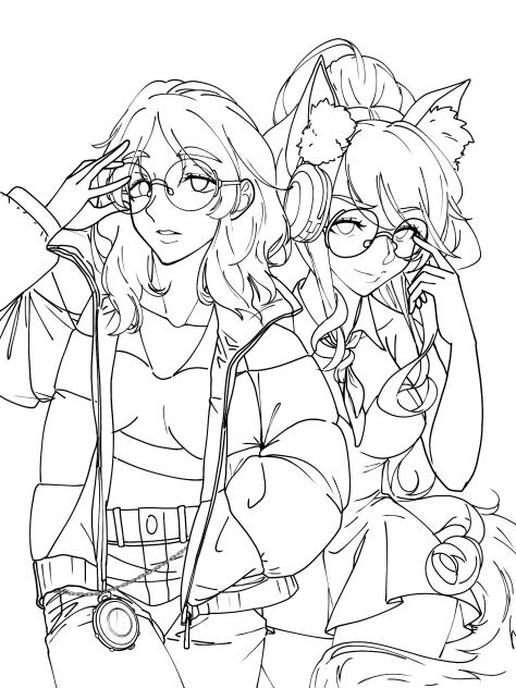 Me & @awh.waya Selfie 18(Lineart)