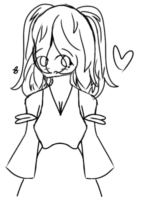 A Beautiful Girl with a Heart Sketch