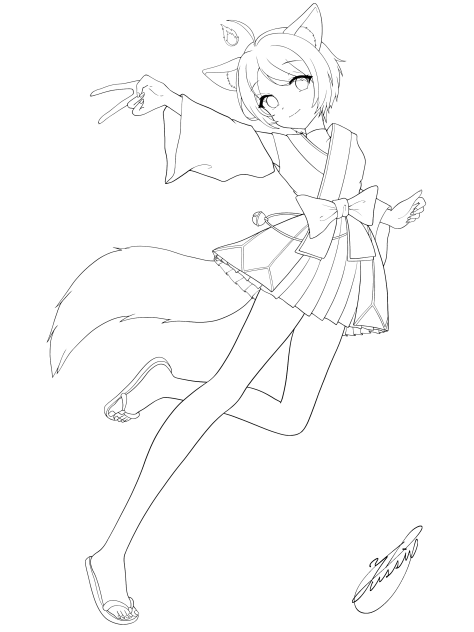 リギュアさんおたおめ！（線画）