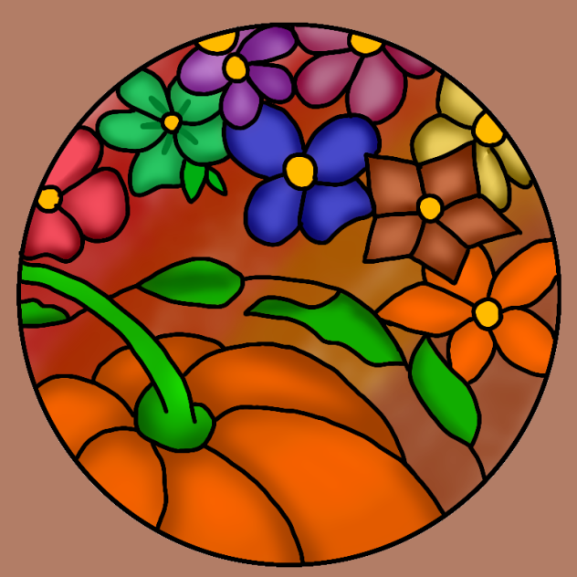Pumpkin and flowers