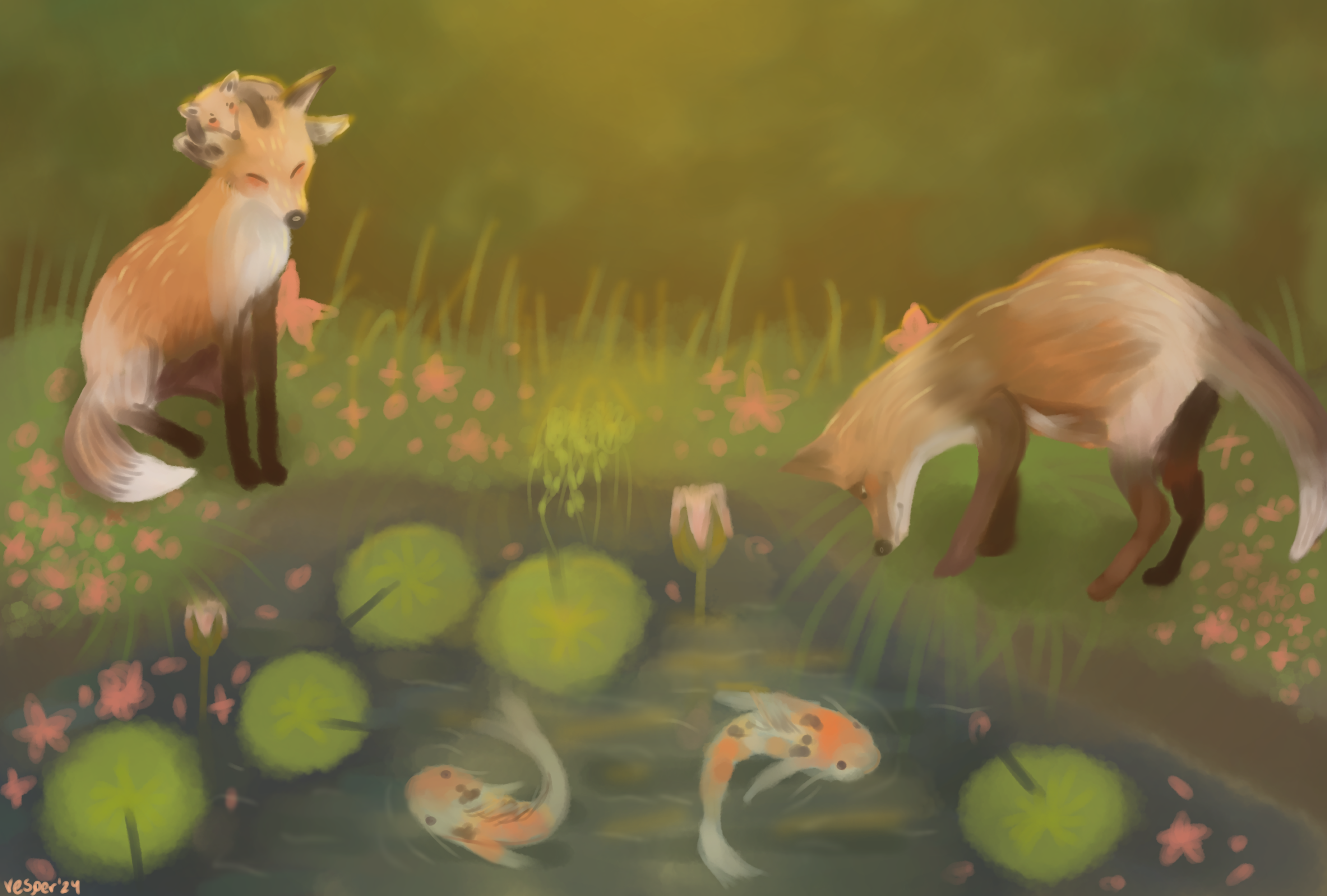foxes and koi ! - ibisPaint
