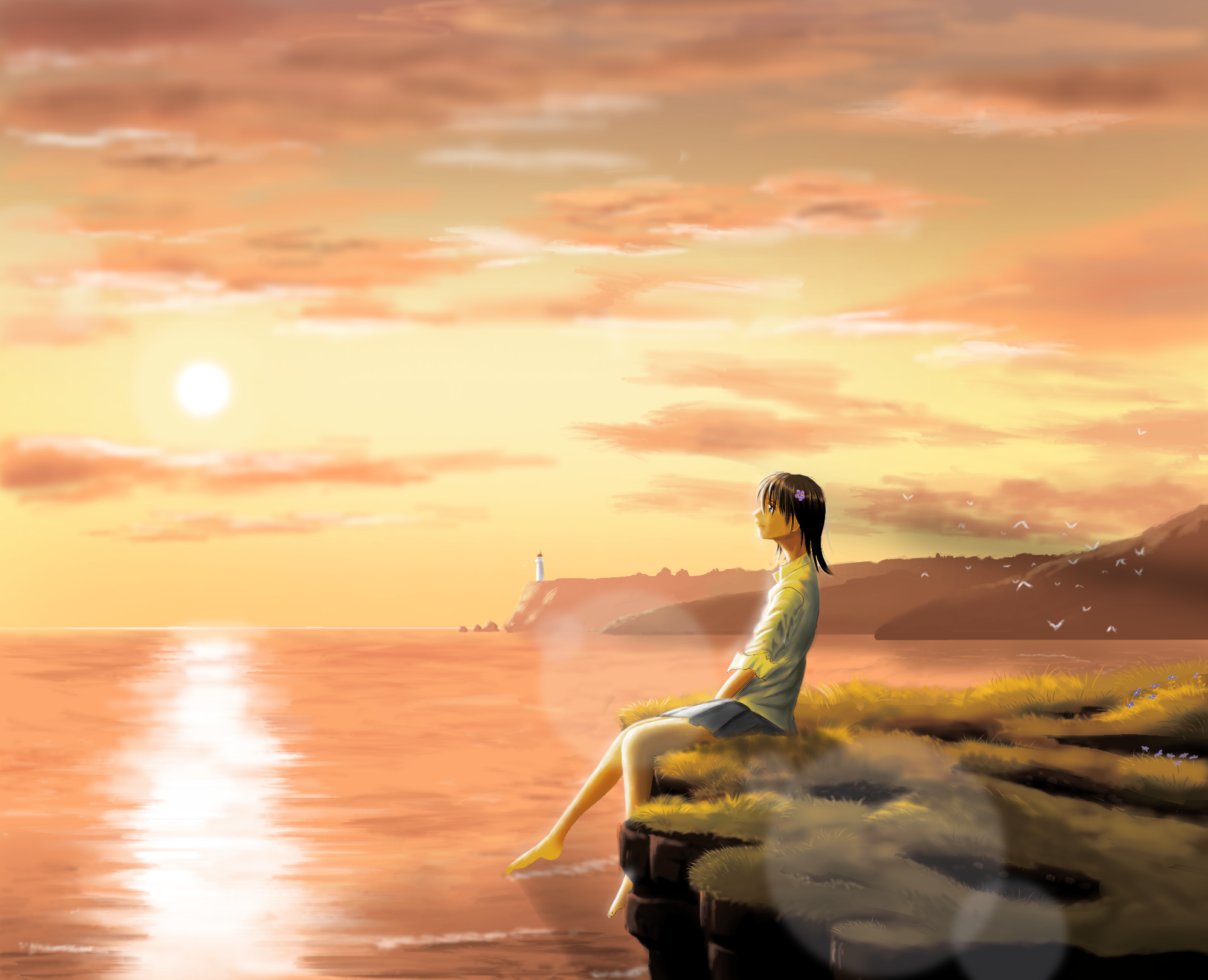 夕日と少女 Ibispaint