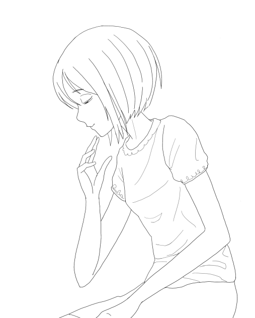 半跏思惟娘　線画