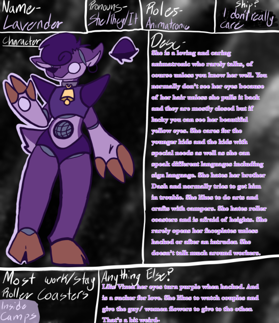 Lavender character sheet