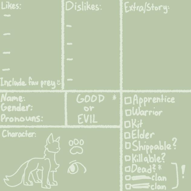 Exiled Character Sheet + Cat Base