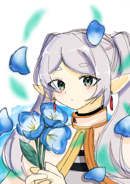 手描きイラスト　葬送のフリーレン　蒼月草の花嫁 手描きイラスト 葬送のフリーレン 蒼月草の花嫁 アート・写真