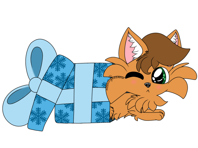 Light Brown Puppy In A Blue Gift Box