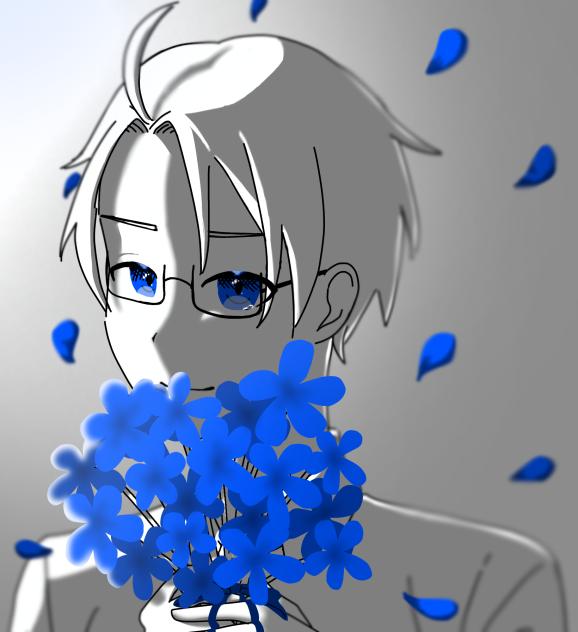 青い花ショック