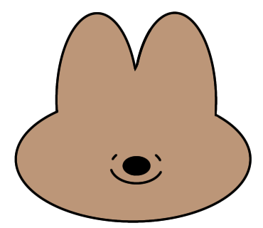 いつもとちょっと違うゆるいうさぎのイラストを描きました(楕円定規のみ使用).