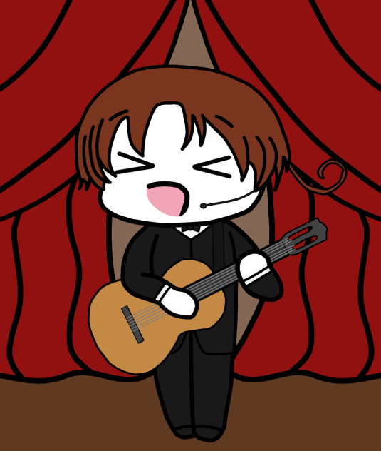 Italy plays guitar and sings his song