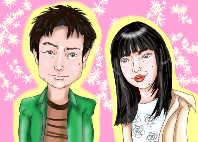 似顔絵　菅田将暉、小松菜奈