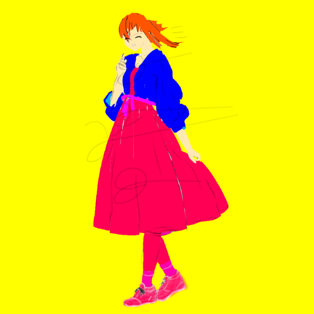 🌬A girl blown by the wind - ibisPaint