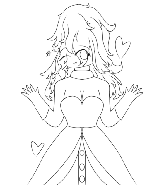 Cutie in a Cute Dress Lineart
