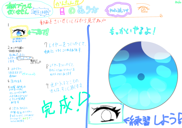 目の書き方　モコ流