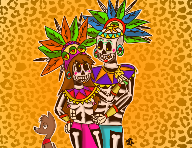 mictlantecutli and mictecacihuatl 💛💀🧡