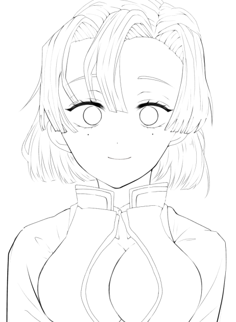 短髪 蜜璃ちゃんの線画🍀