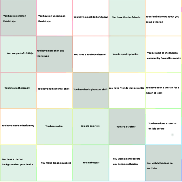 Therian bingo