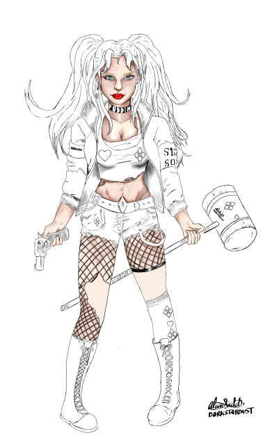 Harley Quinn fanart relined redraw Part1