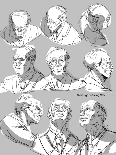 Draw old man portrait on phone ibispain
