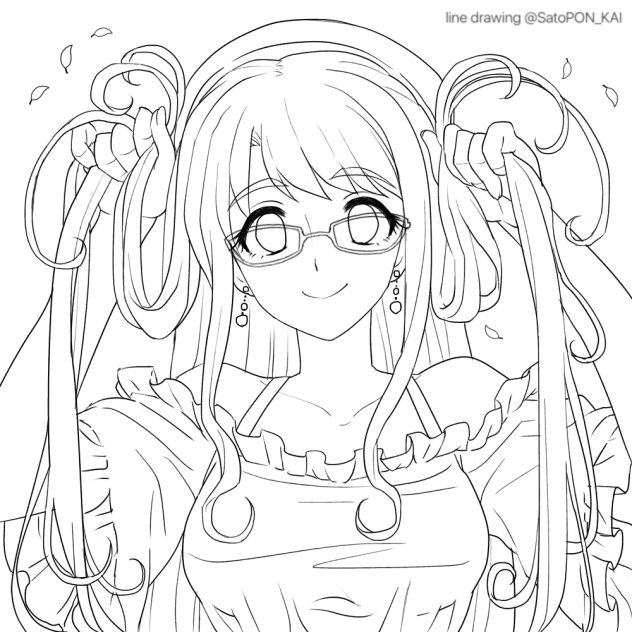 メガネ娘 線画