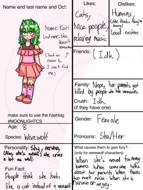 Moonlight Character Sheets