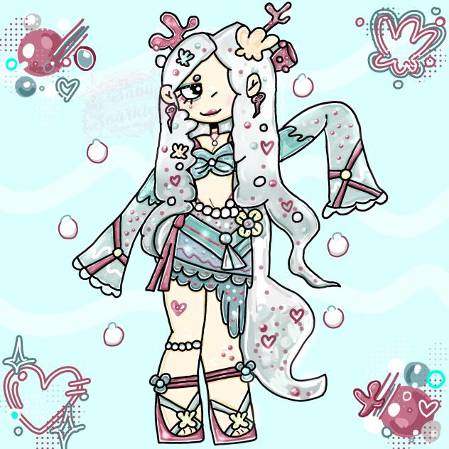 Ocean themed girl drawing