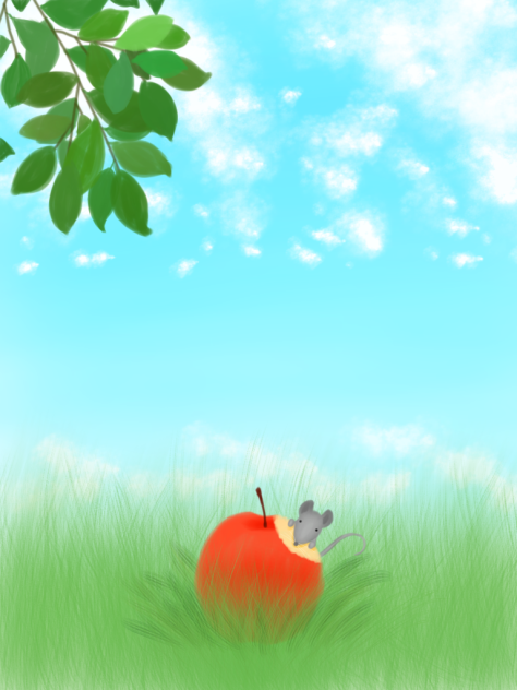 ねずみくんとりんご