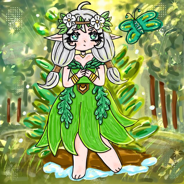 Nature themed girl drawing