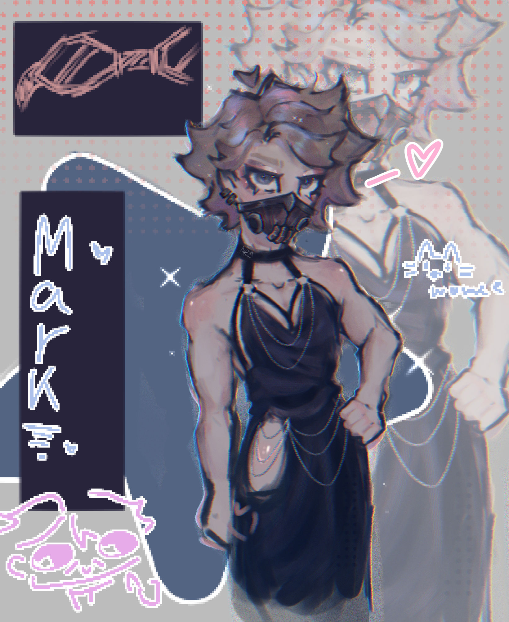 This is my oc Mark Clockwise, I drew him in that one dress that was everywhere on the internet. The anatomy suckkksss but I kinda like the rendering. Also the highlights are so pretty ehehe.