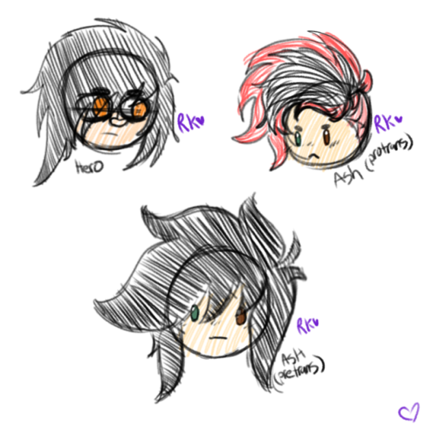 Ash and Hero's hairstyles owo
