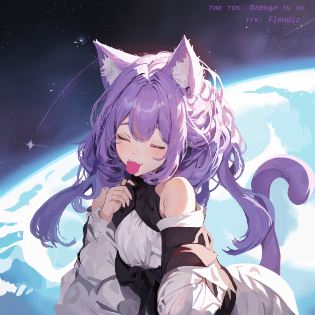 Anime cat girl in space