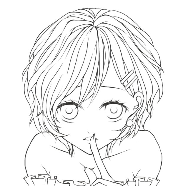 【線画】秘密…ね？