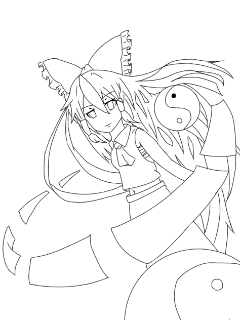 線画 博麗霊夢さん