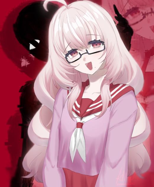 Girl in red and pink